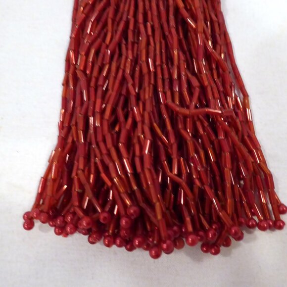 NEW 6” CHRISTMAS HOLIDAY RED BEADED SEED BEAD STAR TASSEL ORNAMENT LOT OF 4 - Picture 9 of 10